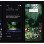 Tangkapan layar fitur Build di platform Roblox, menunjukkan perintah teks dari pengguna yang sedang diproses AI menjadi lingkungan gim 3D berwujud hutan.
